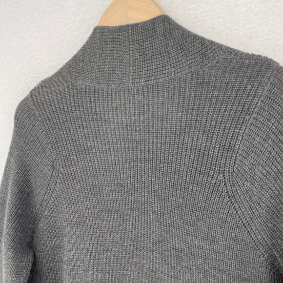 EILEEN FISHER Cardigan XS Extra Fine Merino Wool Rib Open Front Long Sleeve Gray - Picture 6 of 14
